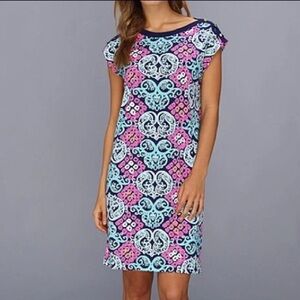 Lilly Pulitzer Robyn Behind the Gate Blue and Pink Shift Dress Women Size Medium